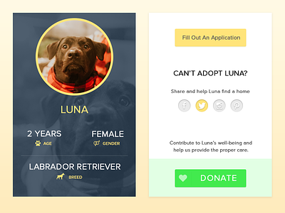 Adopt, Don't Shop adopt adoption animal cards dog donate mobile app mobile ui pet shelter