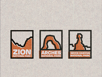 Utah National Park Ultra-Minimal Designs branding graphic design icon icon design illustration logo logo design national parks sticker sticker design typography utah national parks