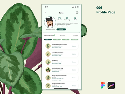 006 profile page app design ui uichallenge