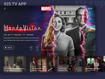 025 TV App daily ui dailyui marvel ui uichallenge