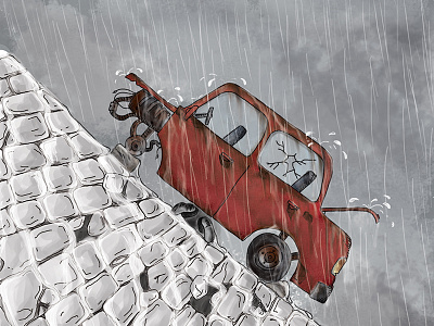 DurmayalimDuseriz car childrenbook illustration old rain