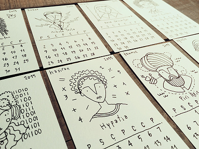 Scientists calendar character design hypatia illustration nikola tesla piri reis