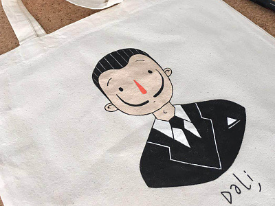 Salvador Dali Bag character design handwork illustration posca salvador dali tote bag çanta