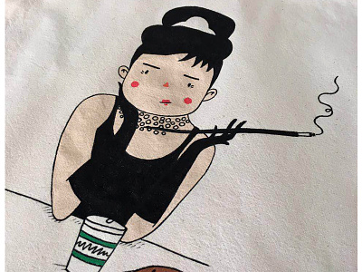Audrey Hepburn audreyhepburn characterdesign handwork illustration posca totebag