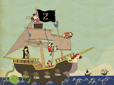 Amcam ve Ben 3 - Children's Book characterdesign childrensbook illustration pirates