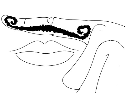 Finger Mustache with Curly Ends black and white finger mustache illustration simple