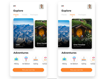 Adventor App for Real The Adventurers adventure app branding clean design expedition explore latest minimal mobile nature simple travel travelling trek trekking trend ui ux wanderlust