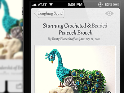 Stunning Crocheted & Beaded Peacock Brooch app ios iphone rss thing