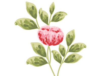 Red Peony Flower and Green Leafs botanical design digital art digital artwork digital drawing drawing element floral flower flower illustration greenery growth hand drawn illustration natural nature peony plant plants