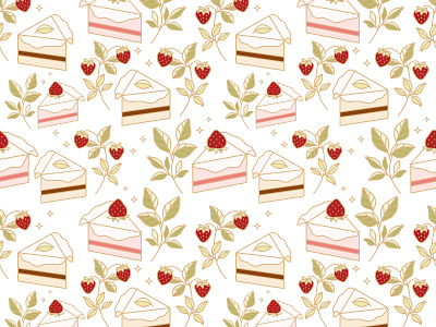 Cake Seamless Pattern cake colorful cookie cute design dessert digital art fabric flat illustration kawaii modern pastry patisserie pattern seamless seamless pattern strawberry textile