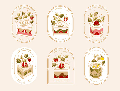 Vintage Bakery Logo and Label Collection bakery bakery logo baking cafe cake cake logo cake shop cakery cakes floral food green tea illustration kawaii lemon matcha pastry strawberry sweet vintage