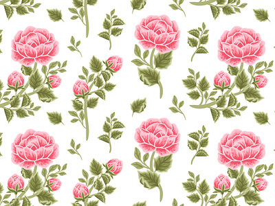 Pink Rose Flower Seamless Pattern