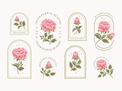 Blooming Rose Flower Branding Elements