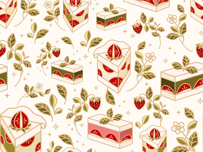 Strawberry Cake Seamless Pattern