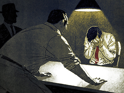 Interrogation for the New York Times detective editorial illustration film noir illustration noir