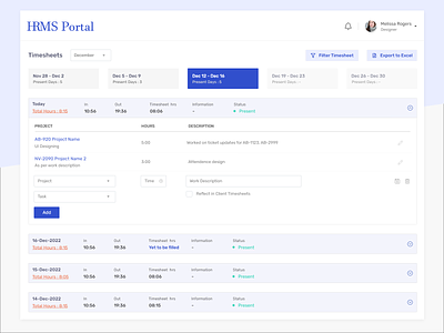 Attendance Module attendance business solution calendar design design system hr software hrms minimal timesheet ui ux website website design