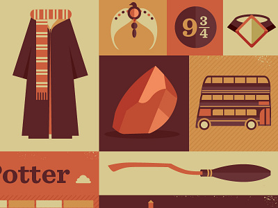 Harry Potter Items (2) film flat design harry potter hp illustration london pop culture potterhead potterheads