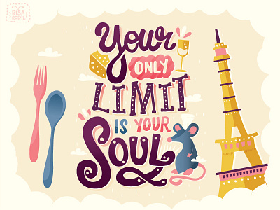 Anyone can cook disney eiffel tower europe france hand lettering handwritten type lettering paris pixar quote ratatouille typography