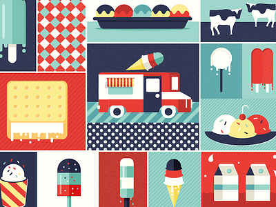 America loves Ice Cream flat design ice cream icons illustration retro