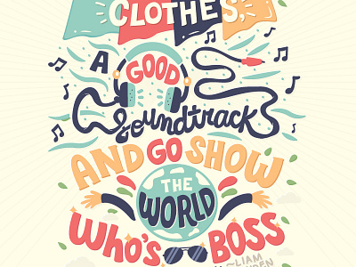 Show the world who's boss flat hand drawn hand lettered lettering quotes retro typography