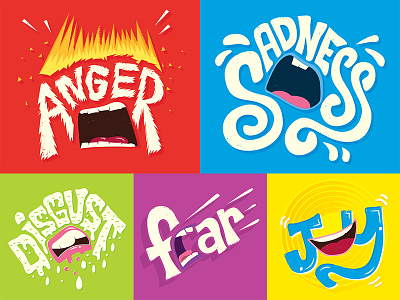 Inside Out Typographic Emotions disney hand drawn hand lettering inside out lettering pixar typography