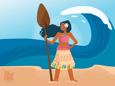 Moana character design disney flat illustration moana