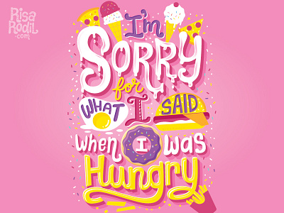 I was hungry burger donut doughnut egg food fries hungry ice cream lettering pizza sprinkles typography