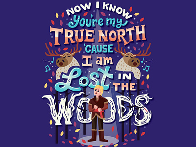 Lost in the woods character design disney frozen hand lettering handwritten type illustration kristoff lettering sven typography