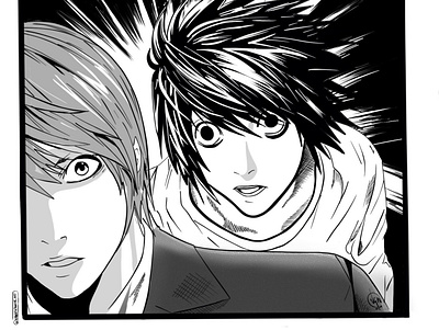 Death Note Fan Art digital digital art fan art fanart illustration inking manga