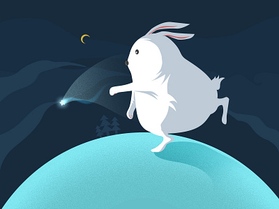 Pursuit of Light chase dream illustrations moonshine night painting rabbit