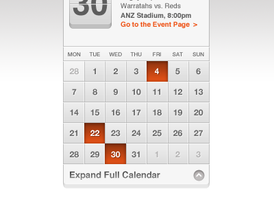 Expanding Event Calender calendar clock date event time ui ui element web web element