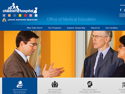 All Children's Hospital header web design