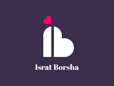 IB logo for Israt Borsha alphabet color colorful couple creative geometric heart i logo ib ib logo letter logo love minimal red romantic shape simple symbol valentine