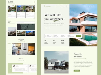 Vacation Rental Villa Service - Landing Page adobe xd booking branding clean design concept design landing page landing page design rental service ui ui design uiux user interface vacation villa web ui webpage