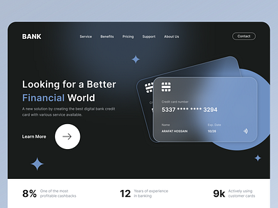 Bank - Digital Card Finance Website bank card bank website branding clean design concept design digital card website finance landing page ui ui design uiux user interface design visual design web design website