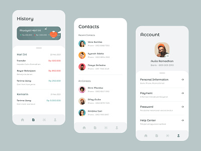 Wallet App Exploration 2 account android app card clean contact history illustration ios wallet whitespace