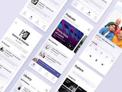 Exploration Podcast Platform - Whitemode - MoreScreen dashboad discover draft episodes ios minimalism mobile music podcast podcasting whitespace