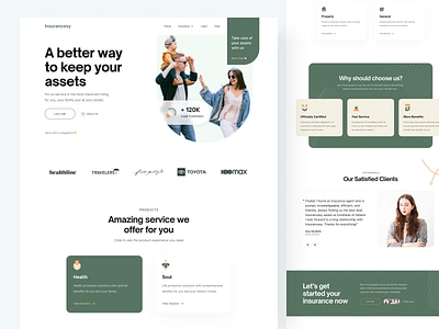 Insurancesy - Landing Page assets care clean family guard health homepage insurance landing page product service user interface ux web website whitespace