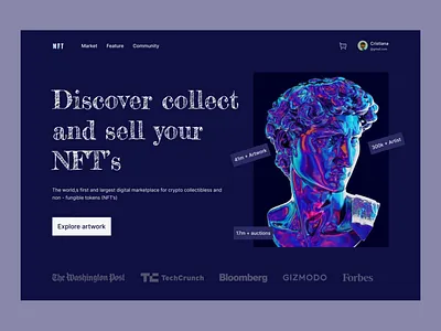 NFT Landing Page art bitcoin branding crypto crypto art cryptoart ethereum landingpage nft nft art nftart nfts product design rarible tajul tajulislam token uidesign web design website