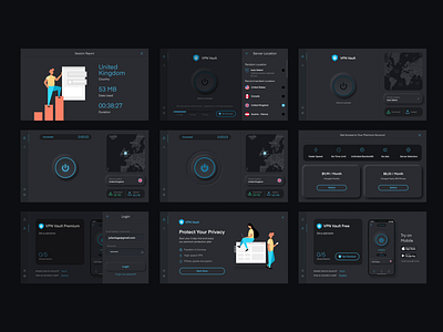 VPN Vault Desktop App appverse design digital product design neumorphism neuromorphic neuromorphic design product design ui design ux ui vpn vpn app