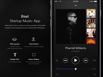 Beat Startup Music App UI Kit app black dribbble iphone kit music song ui