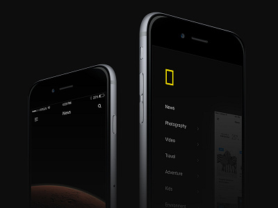 National Geographic Concept Design Menu Page app concept dark design dribbble geographic national nature ui ux wild