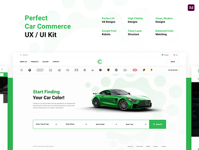 Perfect Car Commerce UX / UI Kit car clean commerce dribbble modern shopping ui ux