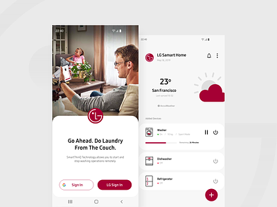 Lg SmartThinQ App Redesign app branding clean lg modern redesign smartapp smarthome trend ux uı