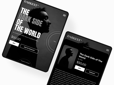 DARKEST | Tablet Web Design app black and white branding design flat minimalism mobile ui ux webdesign