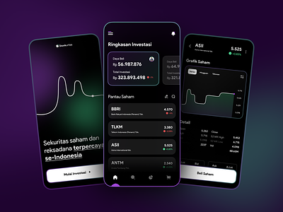 Stonkuritas Finance App dark mode design gradient mobile app mobile app design mockup modern ui visual design