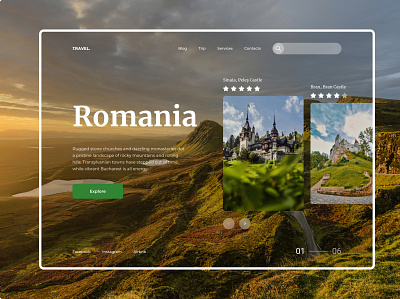 Travel Agency Service - Romania branding component design figma interface landing landing page minimal nature romania travel travel agency trip typography ui ux vacation web website website design