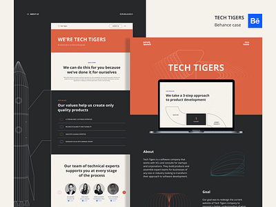 Tech Tigers Website abstract behance branding company website design design and development figma landing page layout typography ui ux web website