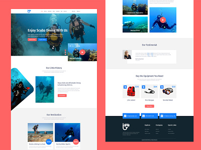 Scuba Diving Landing Page adventure destination diving diving school hiking ocean sailing scuba diving sea snorkeling surfing swimming travel travel agency water games water sports