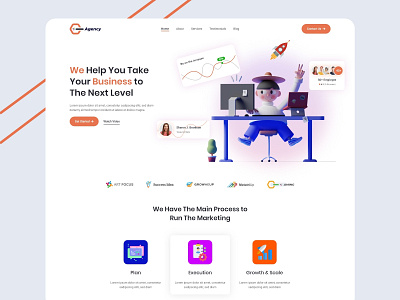 Agency Landing page agency agency website clean creative illustration landing page morden ui ui design